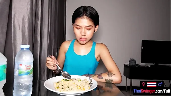 Tiny Thai amateur teen girlfriend Namtam homemade dinner and fucked