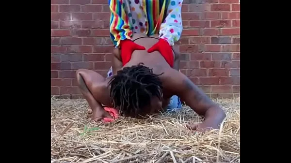 Gibby The Clown fucks ebony in a barn