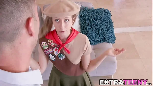 Petite girl scout Daphne Dare receives cum after banging