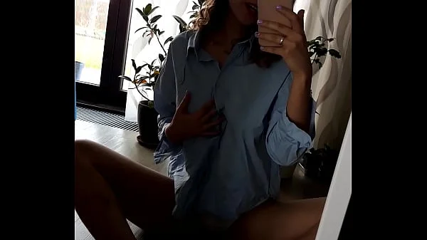 Cute Brunette Masturbates Pussy In Front Of The Mirror While No One Is Home